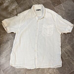 RW&CO. Men's White Short-Sleeve Linen Button-Down Shirt linen XXL